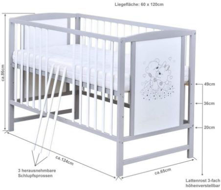 Baby Delux Babybett Kinderbett Gitterbett Bärchen