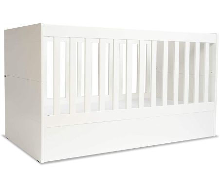 mini mio Babybett Stella 140x70cm weiß | umbaubar inkl. Matratze